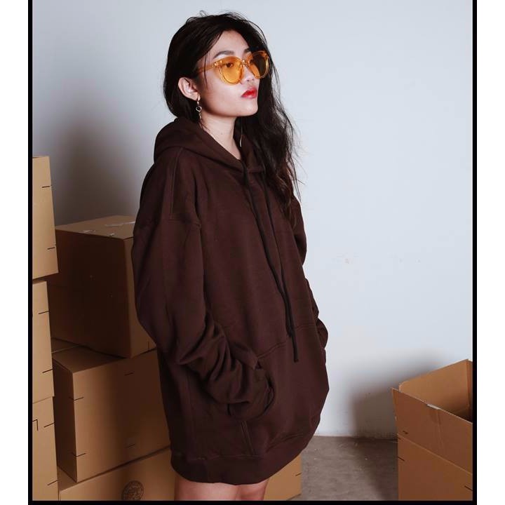 [FREESHIP] áo hoodie nâu trơn unisex - áo khoác nỉ bông hoodie basic brown | BigBuy360 - bigbuy360.vn