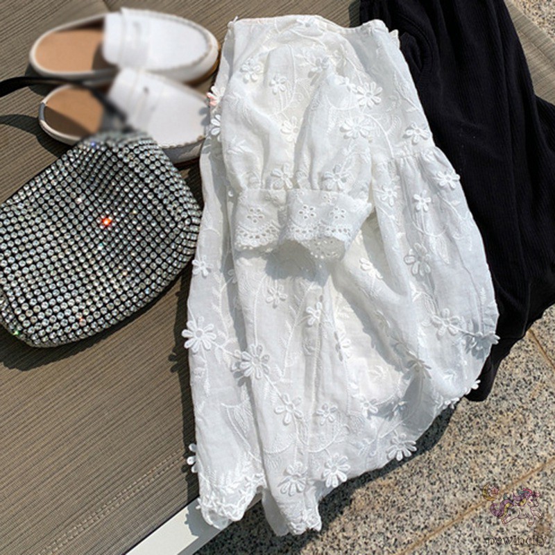 Áo Kiểu Đính Hoa Phong Cách Hàn Quốc Cho Bé Gái