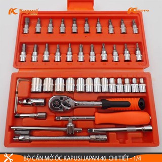 BỘ CẦN MỞ ỐC CAO CẤP KAPUSI JAPAN 46 CHI TIẾT 1/4 TIÊU CHUẨN NHẬT BẢN - BỘ KHẨU ĐA NĂNG MỞ BU LÔNG ỐC VÍT