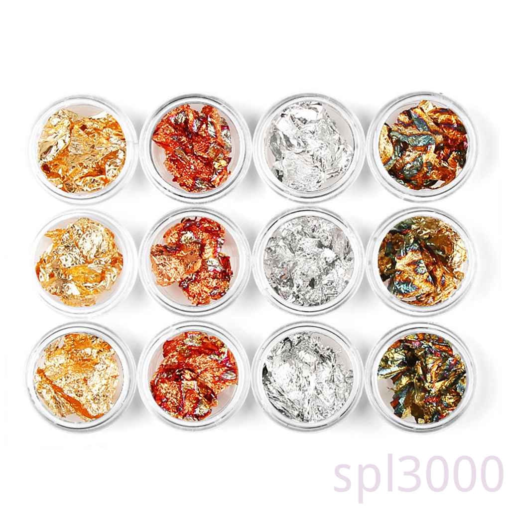 Set 12 lọ miếng dán trang trí móng tay lấp lánh