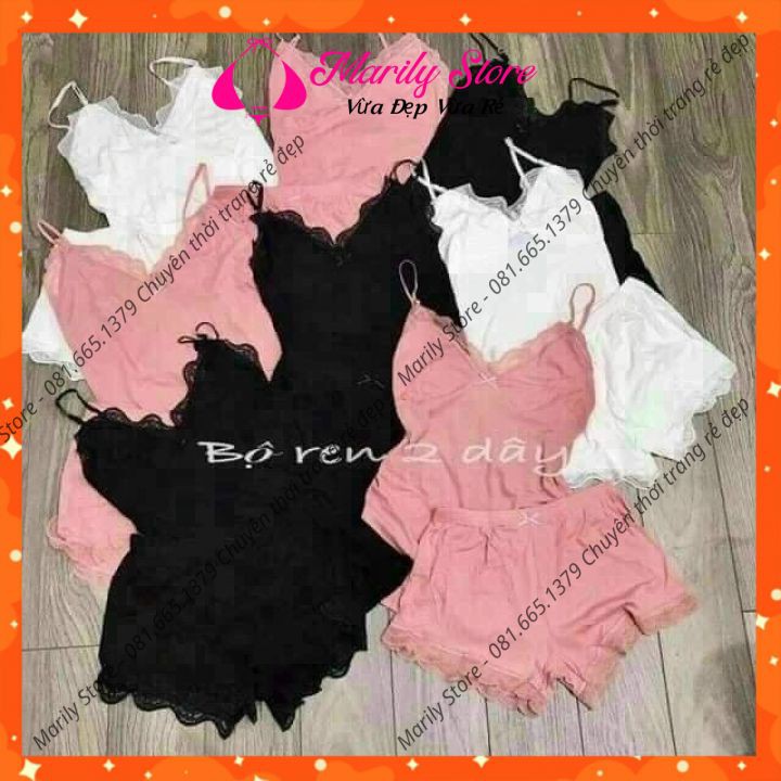 Bộ Đồ Ngủ 2 Dây Phối Ren Cao Cấp Có Đệm Ngực | BigBuy360 - bigbuy360.vn