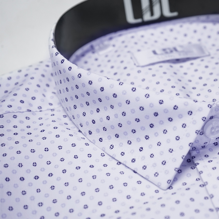 Áo Sơ Mi Nam Cộc Tay Công Sở Kiểu Hàn Quốc Chấm Bi Chất Liệu Bamboo Sợi Tre, Thâm Hút Mồ Hôi , Hạn Chế Nhăn Nhàu LDL