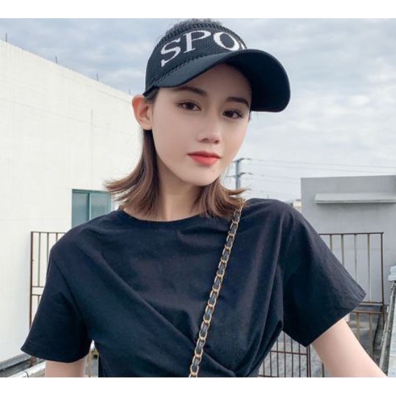 Mũ nón lưỡi trai nửa đầu kiểu dáng thể thao, mũ Tenis in chữ trẻ trung