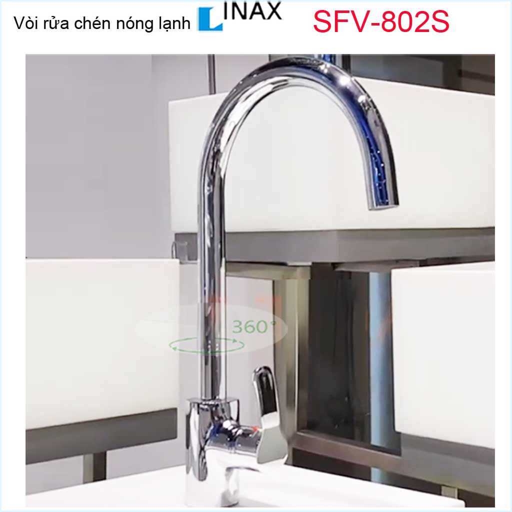 Vòi bếp nóng lạnh, vòi rửa chén bát nóng lạnh, vòi chậu Inax chính hãng Nhật Bản SFV-802S