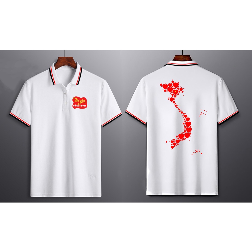 [SĨ] Áo Polo nam, có cổ,cổ trụ  in 2 mặt Tôi Yêu Việt Nam chất poly loại 1