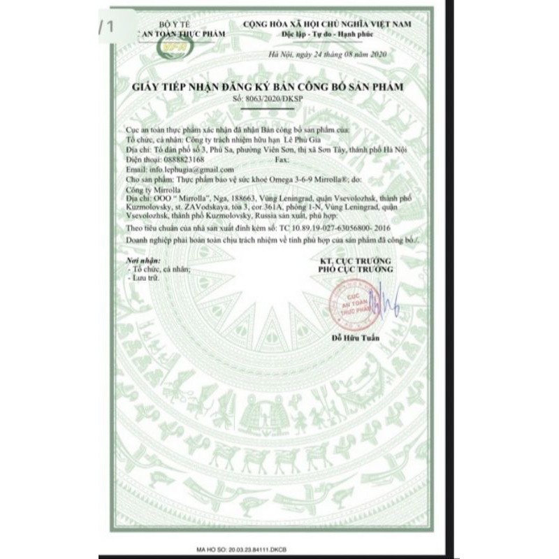 Viên uống Omega 369 Mirrolla Nga 100 viên | Thế Giới Skin Care