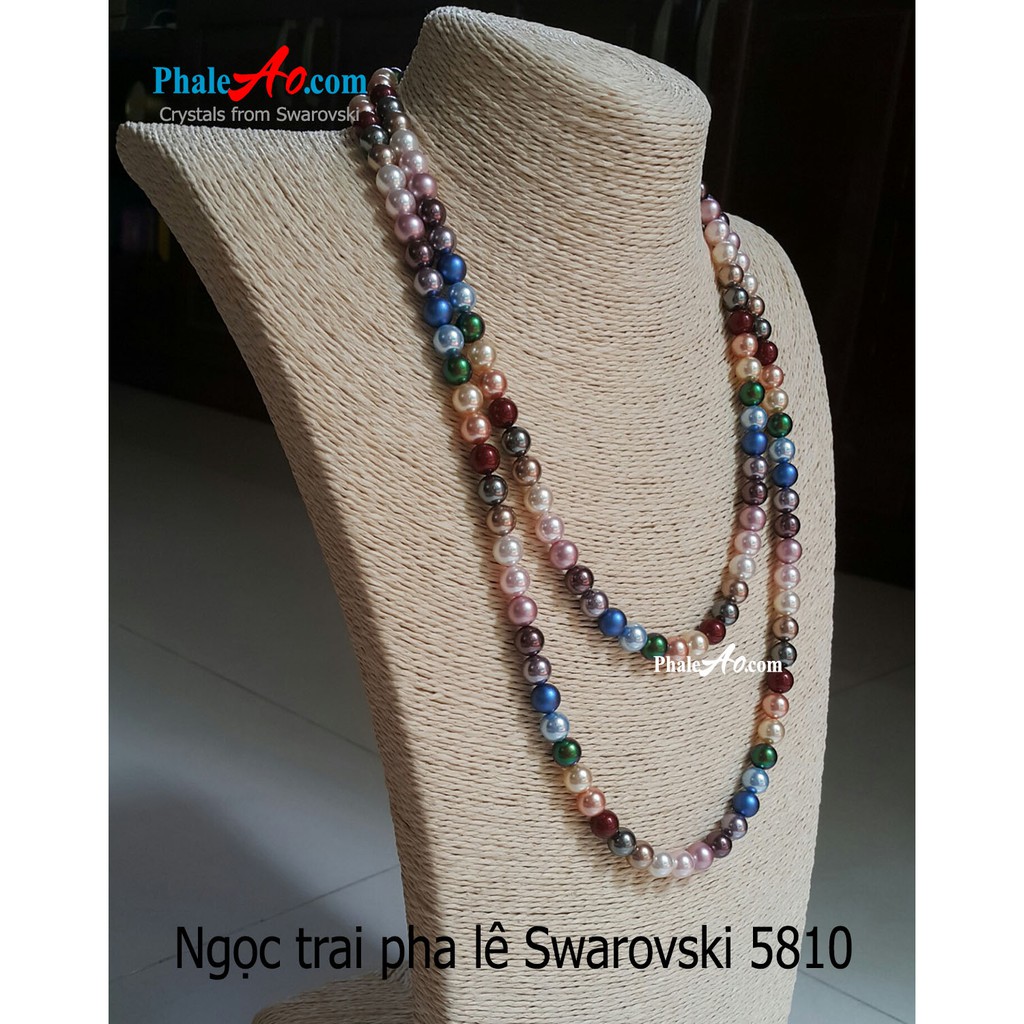 10 hạt 4ly Ngọc trai pha lê Swarovski crystal-pearl-5810-650 tròn trắng white, có lỗ xỏ