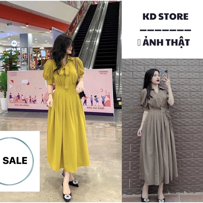 VÁY XẾP LY DÀI CỔ NƠ CÓ THỂ MẶC 2 KIỂU