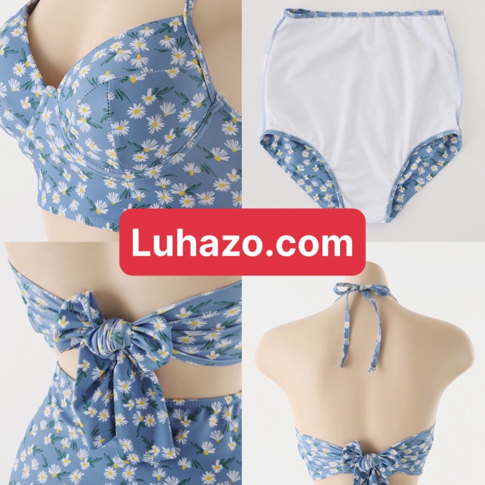 Bikini 2 mảnh nâng ngực cạp cao LUHAZO có gọng mút hở lưng đồ bơi đi biển sexy Hàn Quốc 2391 DK5T102