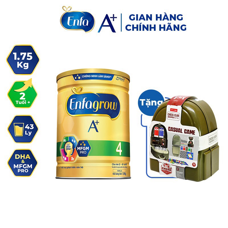 tuan0113 [Mã ENFA100 giảm 7% tối đa 100K đơn 500K] [Quà tặng vali] Sữa bột Enfagrow A+ 4 1700g (2 tuổi+) tuan0113