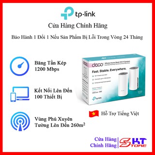 Bộ phát wifi mesh tp-link deco e4 chuẩn ac tốc độ 1200mbps - hàng chính hãng