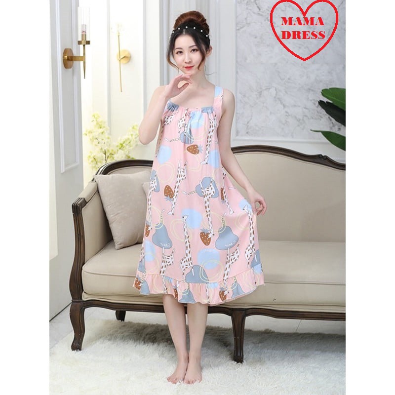 [SHOP MỚI GIÁ SỐC] Váy BẦU đầm ngủ BẦU 2 dây MAMADRESS free size từ 40 đến 80kg nhẹ nhàng và cực mát