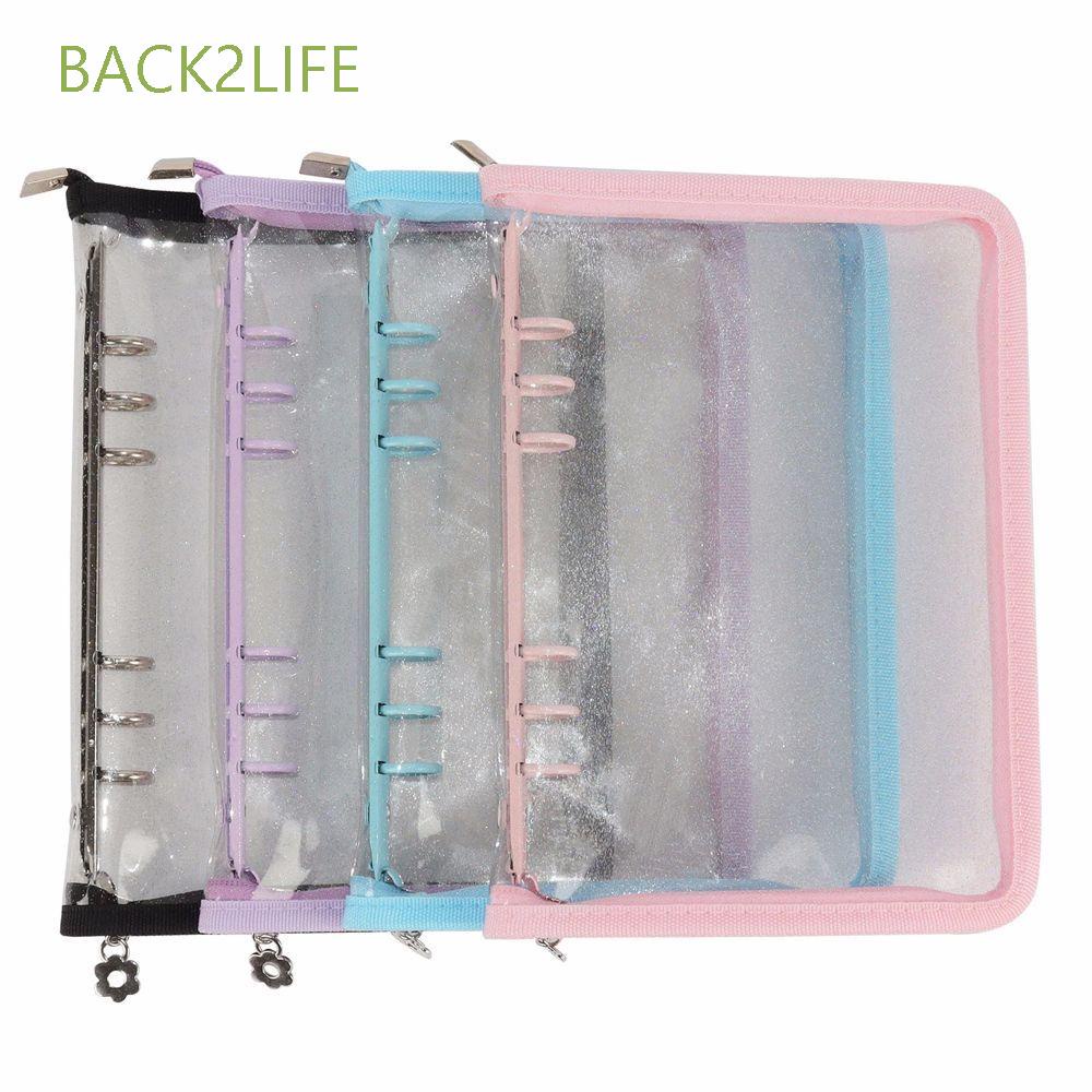 Sổ Tay Bìa Trong Suốt 6 Lỗ Khổ A5 / A6 Có Khóa Kéo Tiện Dụng 2life