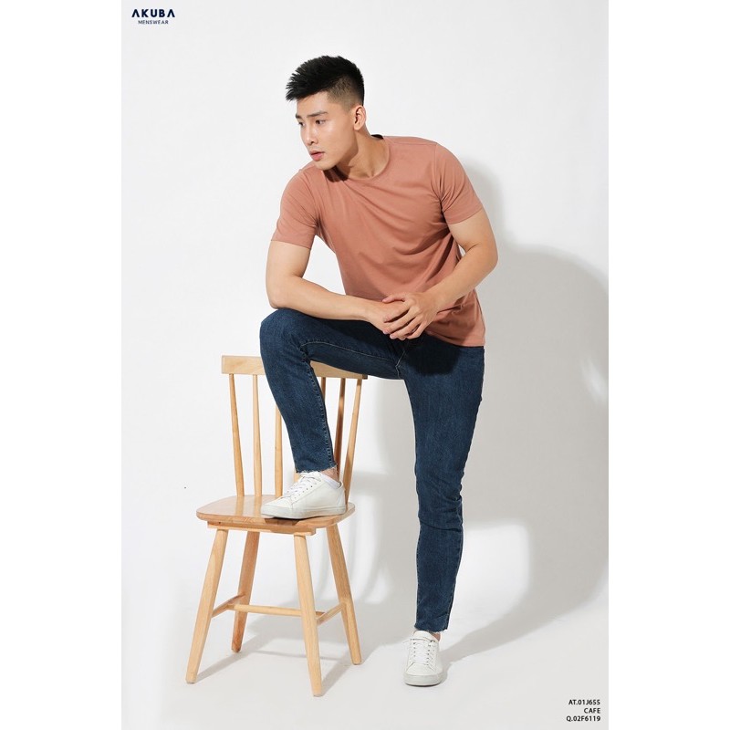 Áo thun nam trơn cổ tròn cotton AKUBA form slimfit basic tay ngắn, vải mịn, co giãn 4 chiều thoải mái, trẻ trung 01J655 | BigBuy360 - bigbuy360.vn