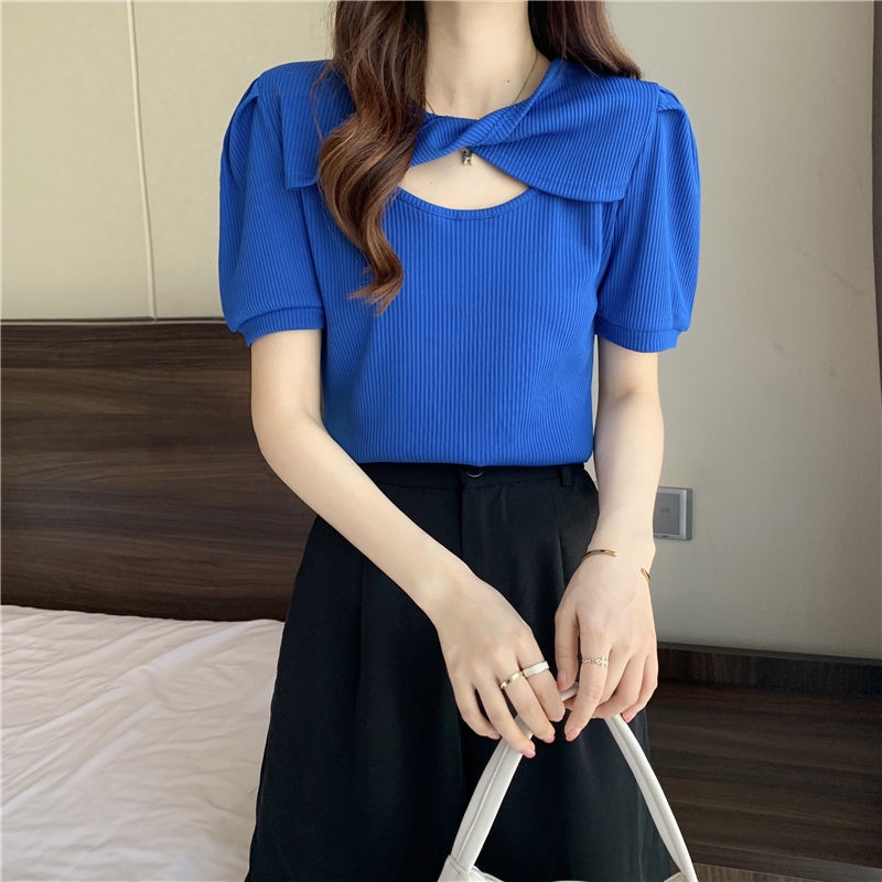 Áo Thun Tay Phồng Ngắn Phong Cách Pháp Thời Trang Mùa Hè Dành Cho Nữ