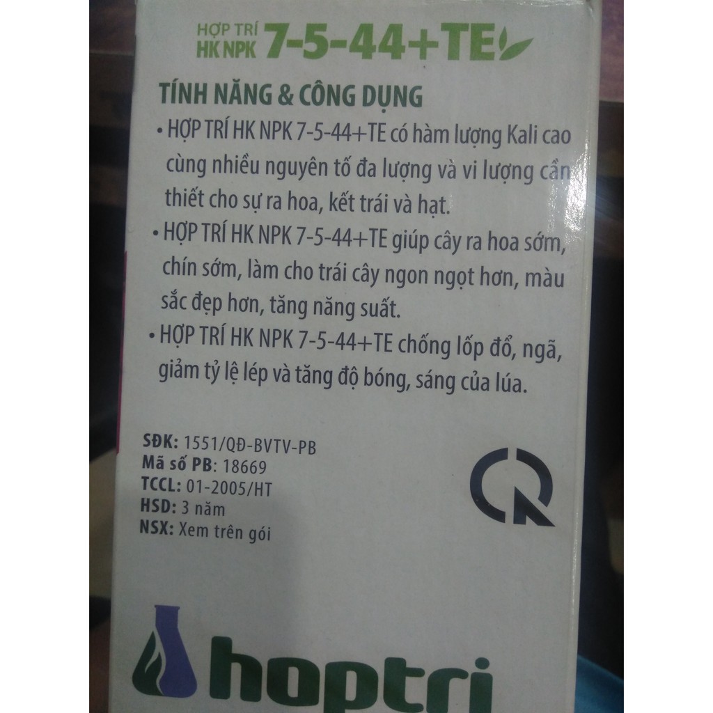 [Kali siêu ngọt] Phân bón lá/rễ NPK 7-5-44+TE Hợp Trí- Ra hoa sớm, hoa trổ đều, đồng loạt, ngừa thối trái