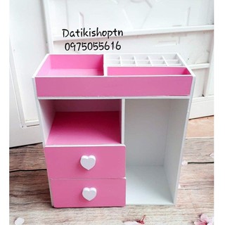 tủ mini đựng mỹ phẩm hồng phấn mới núm tim