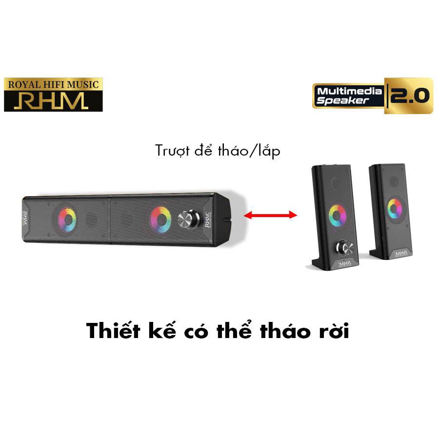 Loa 2.0 Bluetooth RHM RM116-BT - Bluetooth 5.0 Mới nhất 2022 Kết hợp loa 2.0 và Soundbar