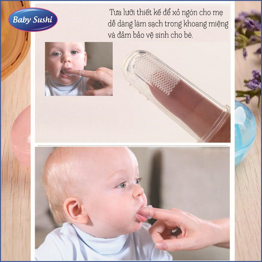 Tưa lưỡi silicon, rơ lưỡi xỏ ngón tay vệ sinh răng miệng cho bé