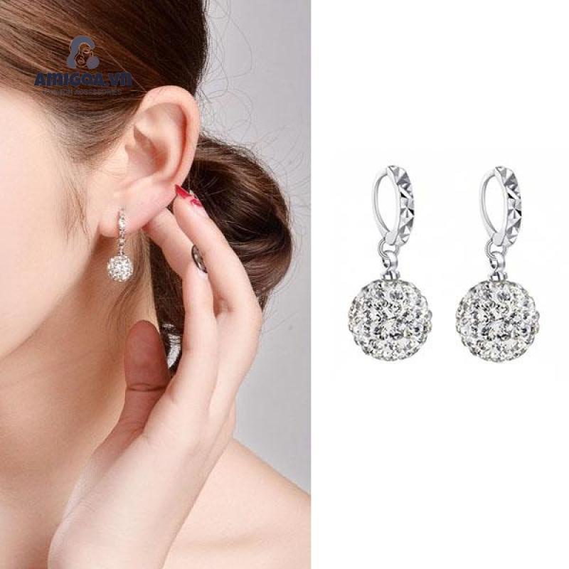 Bông Tai Mạ Bạc Đính Đá Phong Cách Công Chúa