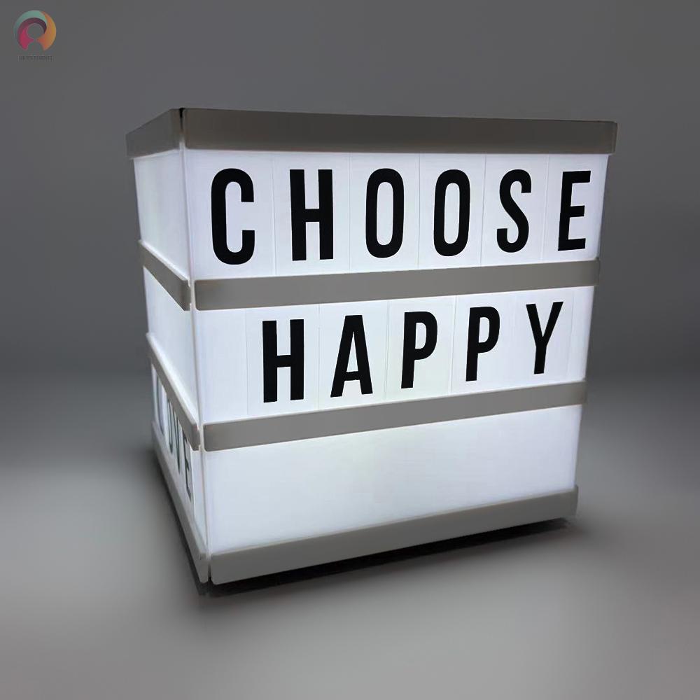 Cinema Light Box with Letters Cube LED Light Box Rotatable Message Lightbox Creative Gifts for Kids Friends Lovers Decorative Ornaments USB Cable or Battery Powered