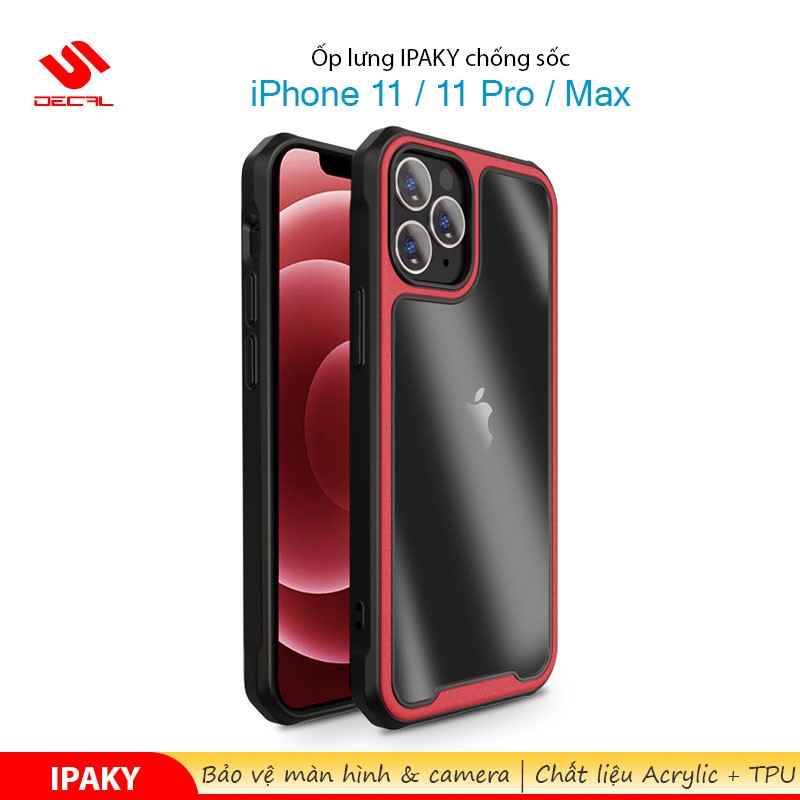 Ốp lưng IPAKY iPhone 11 / 11 Pro / Max, Mặt lưng trong, Chống sốc, Cạnh màu ( Mufull series )