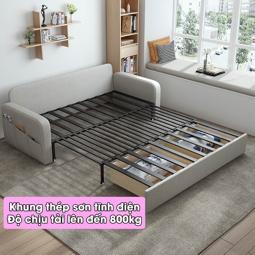 Giường Ngủ Thông Minh 267-1 , Giiường Sofa Gấp Gọn Thành Ghế Nhập Khẩu Kích Thước 1m9x1m9