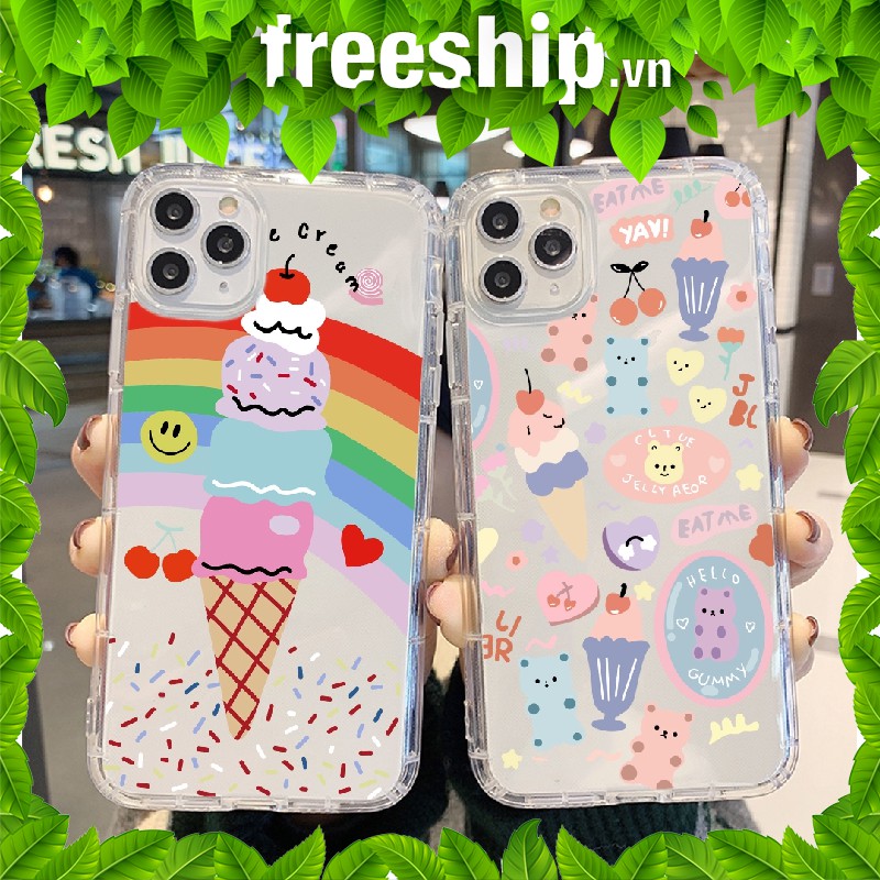 Ốp lưng iphone Ice-cream trong 5/5s/6/6plus/6s/6splus/7/7plus/8/8plus/x/xr/xs/11/12/pro/max/plus/promax t32