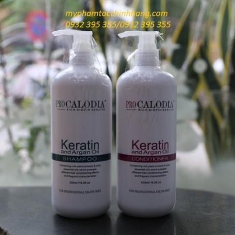 DẦU GỘI XẢ PHỤC HỒI PRO CALODIA KERATIN AND ARGANOIL 500ML