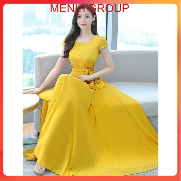 ĐẦM XÒE DÀI PHỐI TÀ XÉO THẮT EO