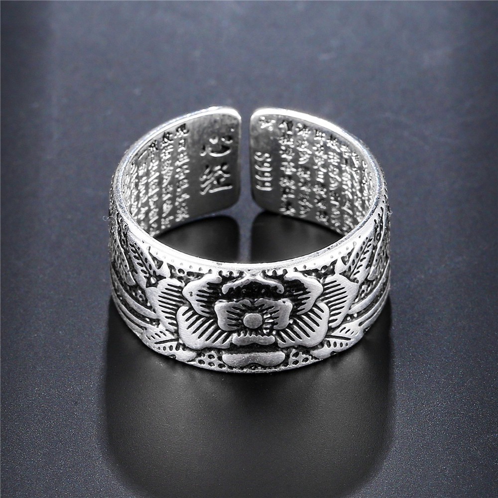 Nhẫn Đeo Tay Kim Loại Khắc Chữ Phong Cách Retro