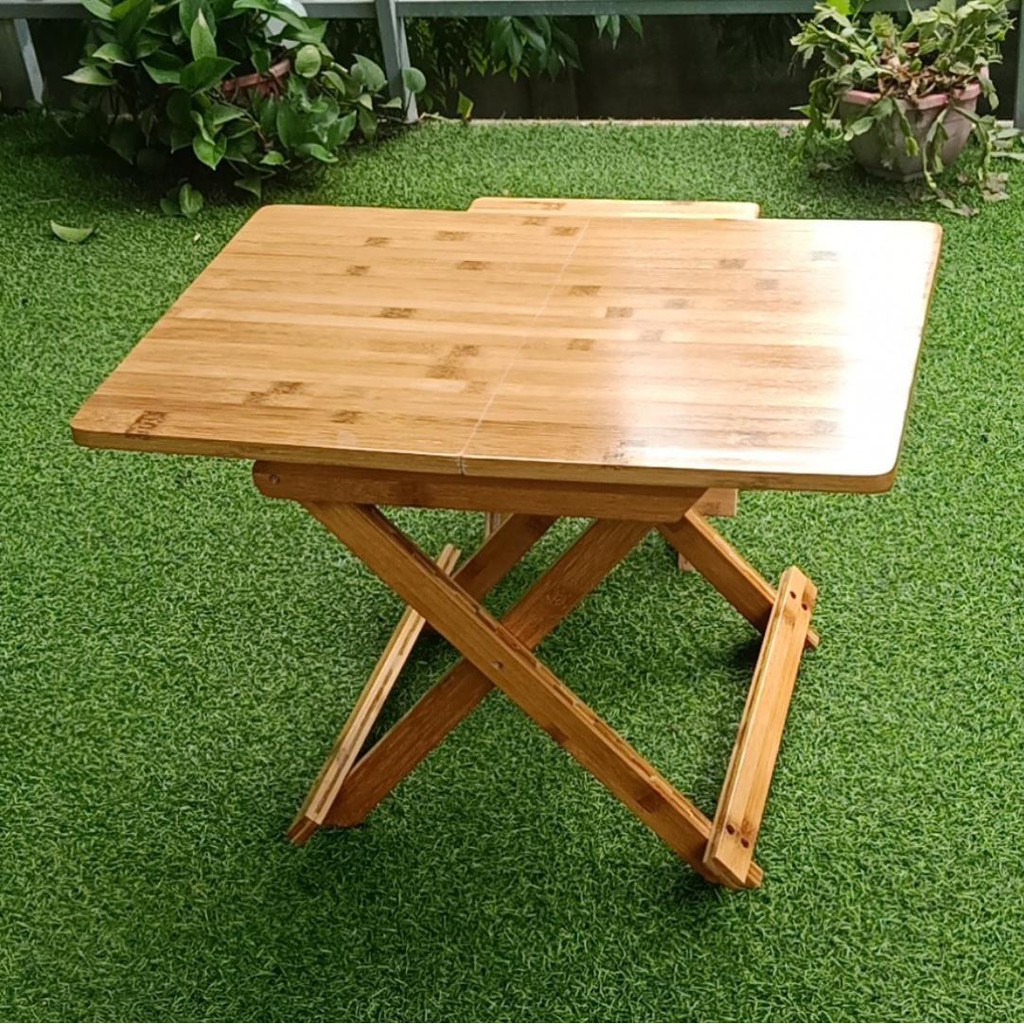 Bàn Gỗ Mini Gấp Xếp Gọn Tiện Dụng Đi Du Lịch Dã Ngoại Câu Cá,Để Gọn Trong Cốp Ô Tô.. Làm Bằng Thanh Gỗ Tre Ép An Toàn