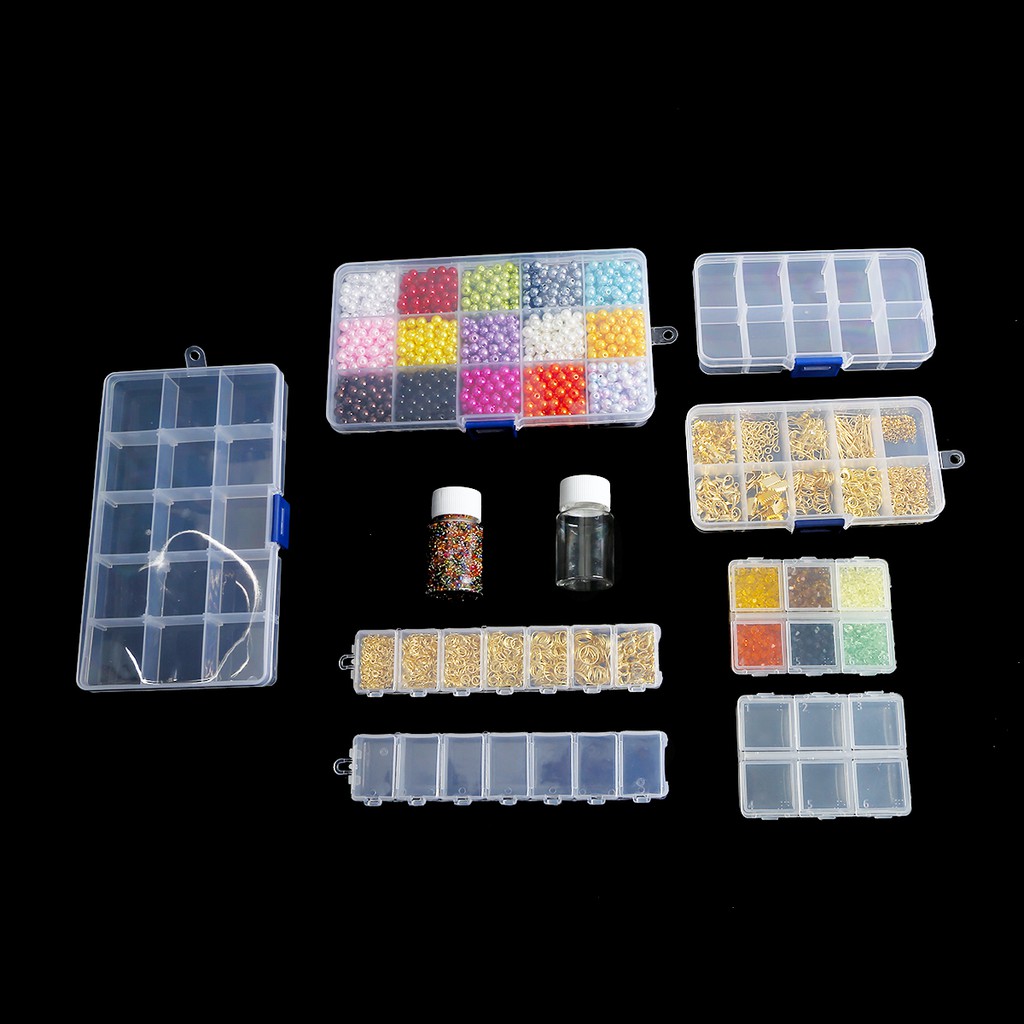 Bộ hộp nhựa PVC hình vuông và chữ nhật đựng hạt trang sức với 20 kiểu tùy chọn tiện lợi