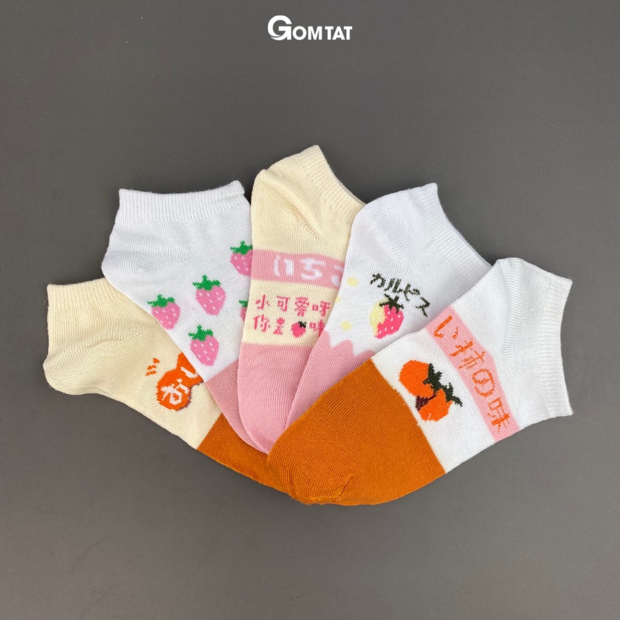 [Combo 5 đôi] tất nữ cổ ngắn họa tiết trái cây, vớ nữ cổ ngắn chất liệu cotton mềm mỏng thoáng khí - CB067