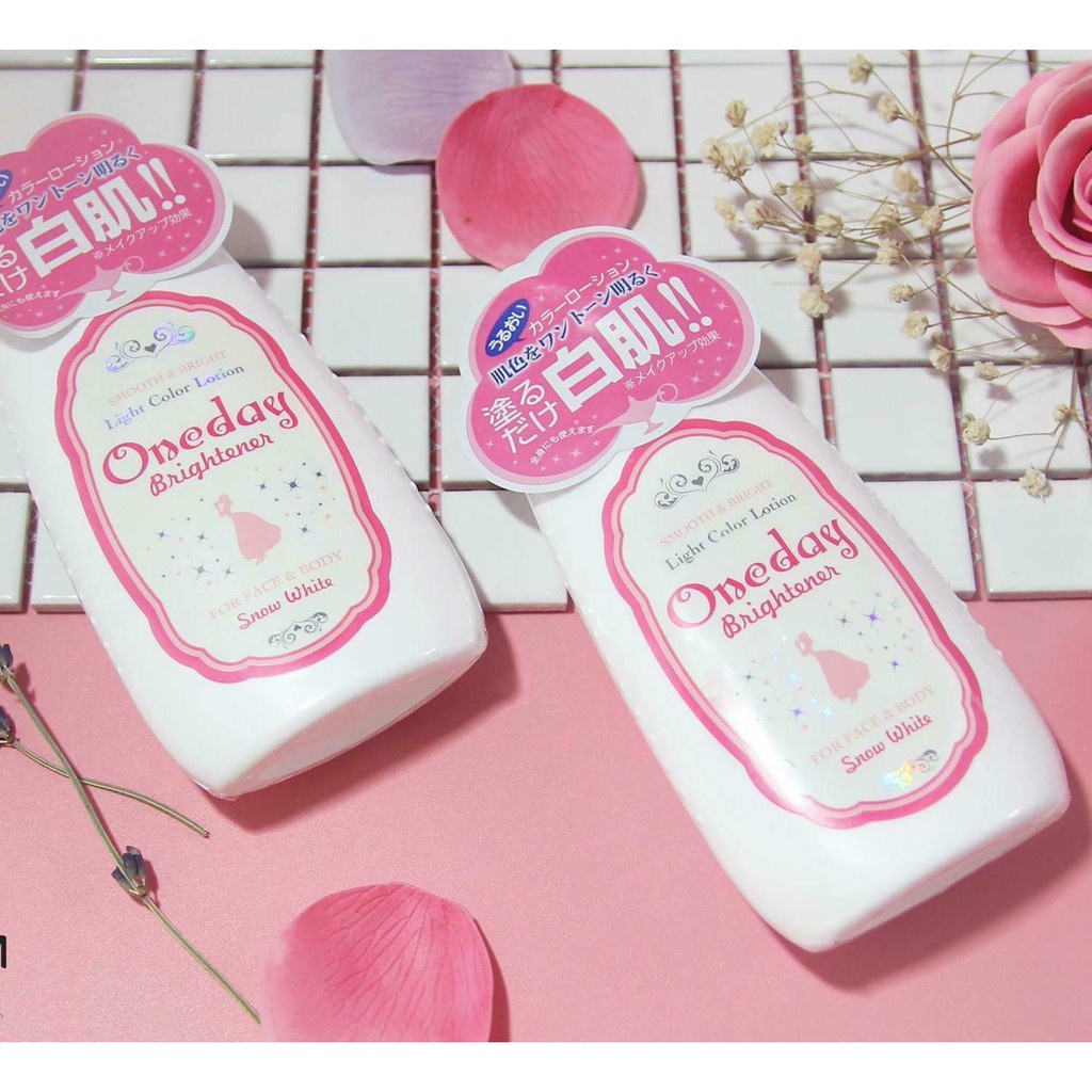 Sữa dưỡng trắng da và make up toàn thân Snow White One Day Brightener Nhật Bản (Face and Body) - Hàng Chính Hãng