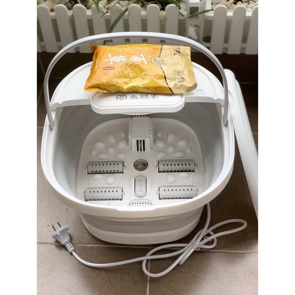 (Sale) Bồn Ngâm Chân Massage Gắp Gọn Có Sục Khi, Châu Ngâm Chân Thư Giãn Tặng Thảo Dược Bảo Hành 12 Tháng