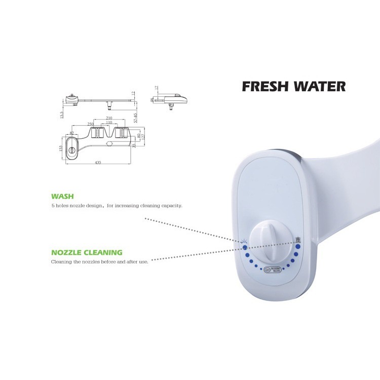 Vòi xịt rửa gắn bồn cầu Takaio Bidet A01 có chức năng rửa đầu vòi