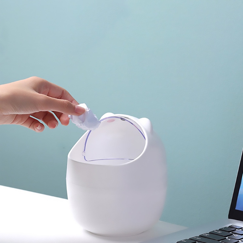 Thùng rác để bàn thiết kế nắp lật kiểu hoạt hình dễ thương sáng tạo đa năng