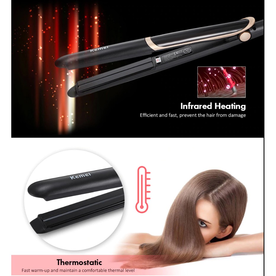 Máy Uốn Duỗi Tóc 2 in 1 Kemei 2219 Cao Cấp Chính Hãng Bảo Hành 6 Tháng, Dụng Cụ Làm Tóc Đẹp Đa Năng Tại Nhà