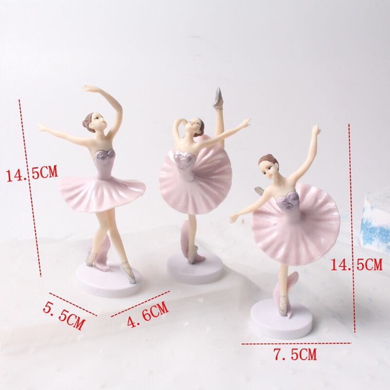 Set 3 Cô gái múa bale nhựa đặc siêu đẹp - Phụ kiện bánh kem