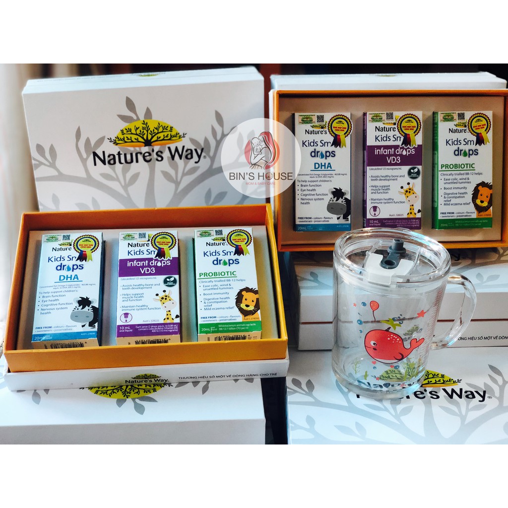 Combo 3 Siro Uống Nature's Way Kids Smart Drops, Infant Drops Bổ Sung Vitamin, Phát Triển Não Bộ Cho Bé