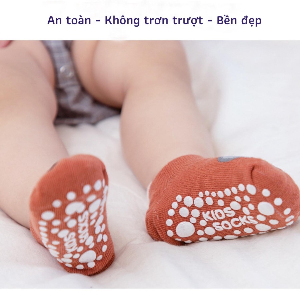 Tất KIDSOCK Cổ Ngắn Hình Thú Siêu Chống Trượt Túi Zip Xịn Sò Cho Bé 0-24m SABOMART