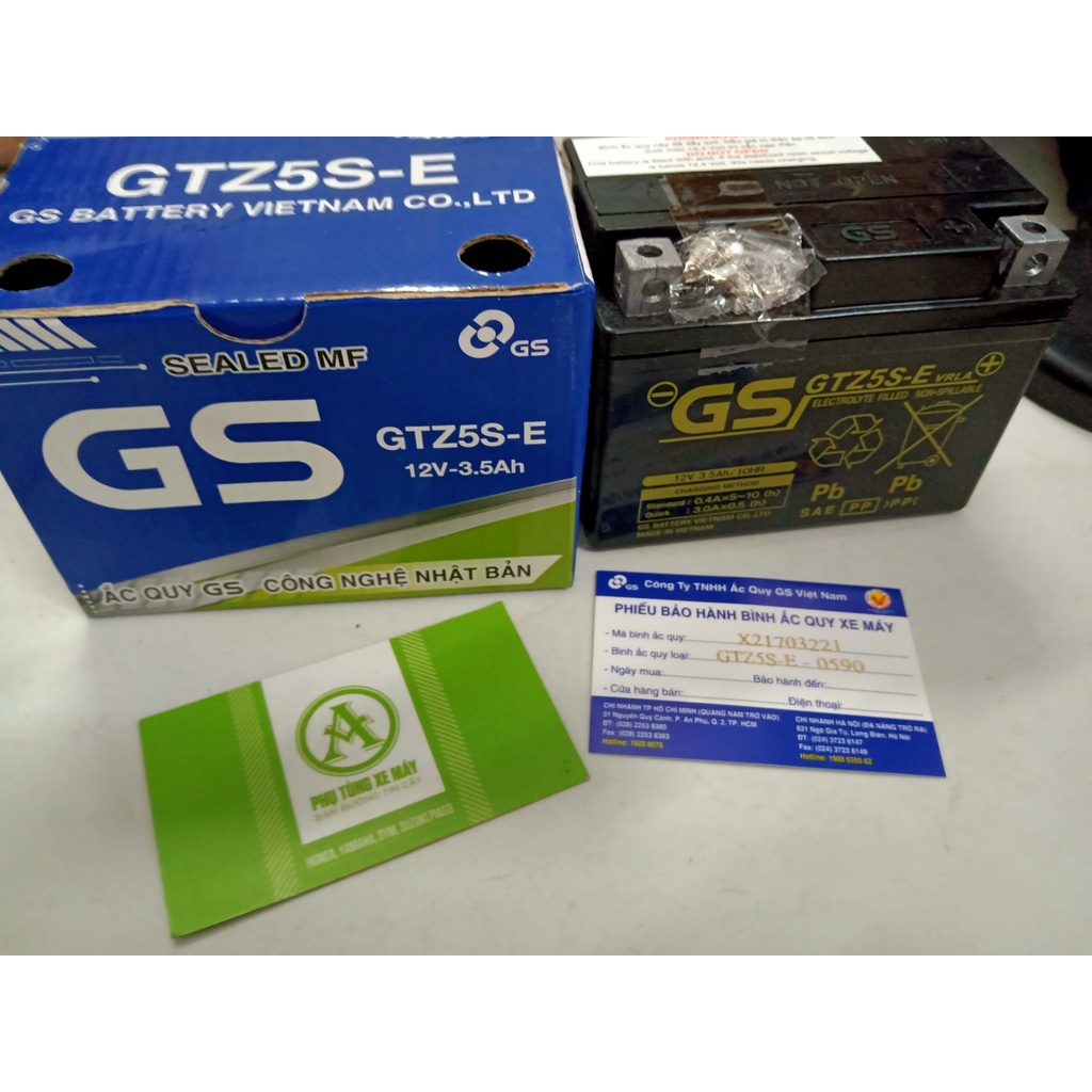 BÌNH ẮC QUY KHÔ GS GTZ5S-E (12V-3.5AH) DÀNH CHO XE MÁY