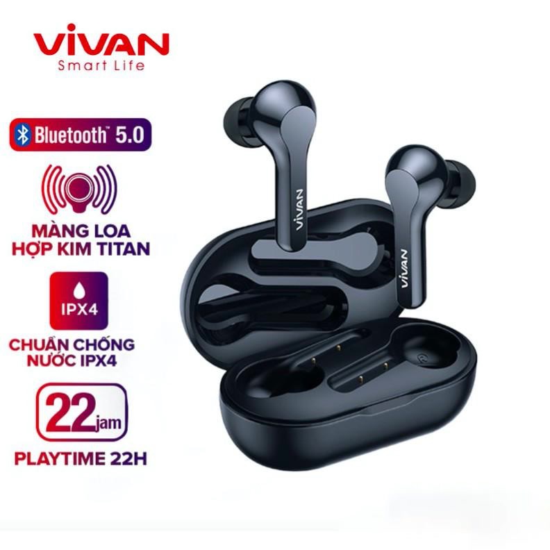 Tai Nghe Không Dây Bluetooth 5.0 VIVAN T200 True Wireless Chống Nước IPX4 Cảm Ứng Thông Minh Playtime Đến 22H Chính Hãng