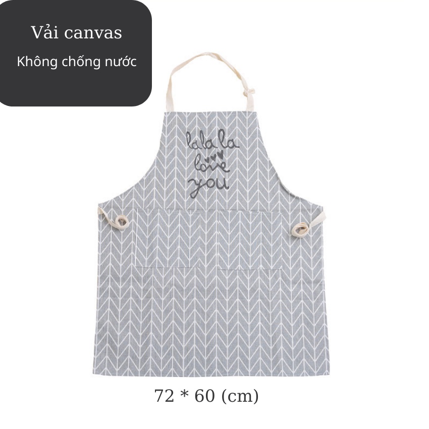 Tạp dề vải canvas, tạp dề kẻ caro có túi nhỏ tiện lơi, tạp dề nhà bếp, quán cafe, chất liệu cotton mềm mại -maydecor