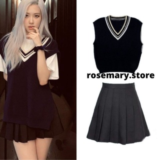 Áo gile nữ sinh Rose - Chân váy ngắn xếp ly