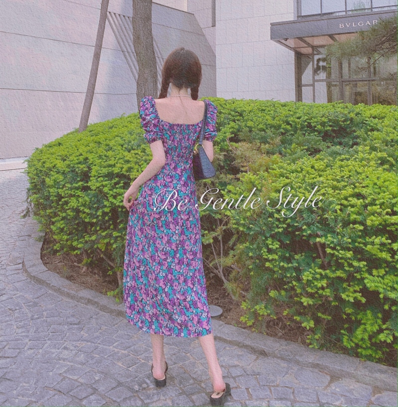 Đầm Nữ Tay Ngắn Cổ Vuông Họa Tiết Hoa Phong Cách Retro Thời Trang 2021 | BigBuy360 - bigbuy360.vn