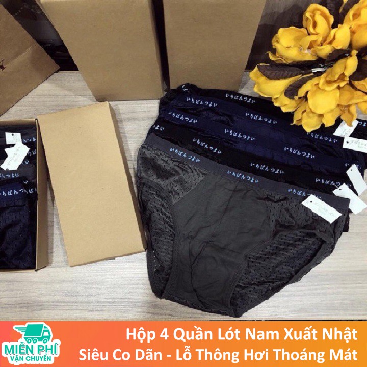 Hộp 4 Quần Sịp Lót Nam Thông Hơi Xuất Nhật Chất Thoáng Mát