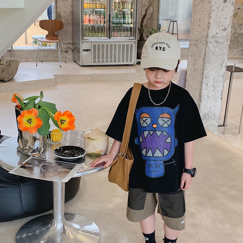 Áo Thun Cotton Trơn Tay Ngắn Thoải Mái Hợp Thời Trang Cho Bé Trai