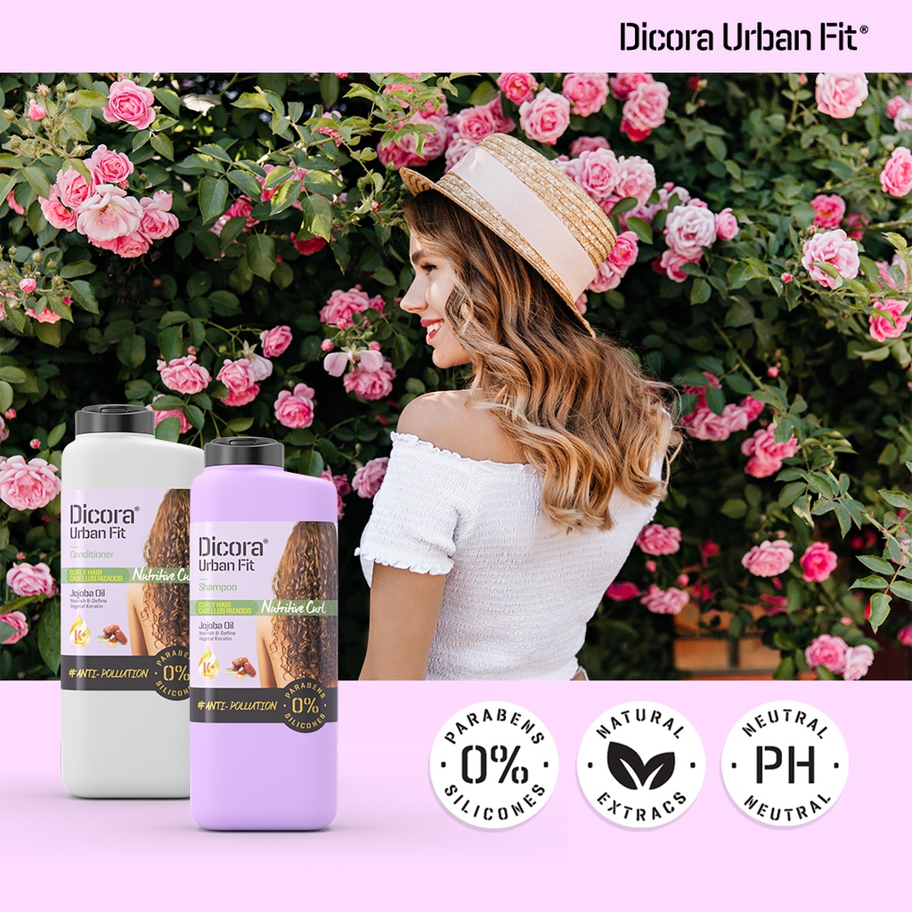 Dầu Gội Xả Dicora Urban Fit chiết xuất tinh dầu Jojoba dành cho tóc xoăn - 400ml [NHẬP KHẨU CHÍNH HÃNG 100%]